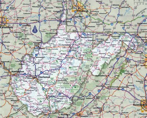 map of wv with towns.